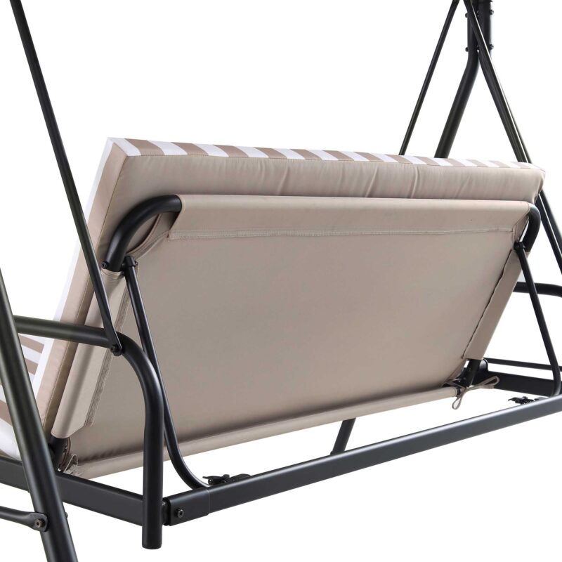 Champneys Outdoor Reclining Swing with Canopy, Taupe Striped - Image 13