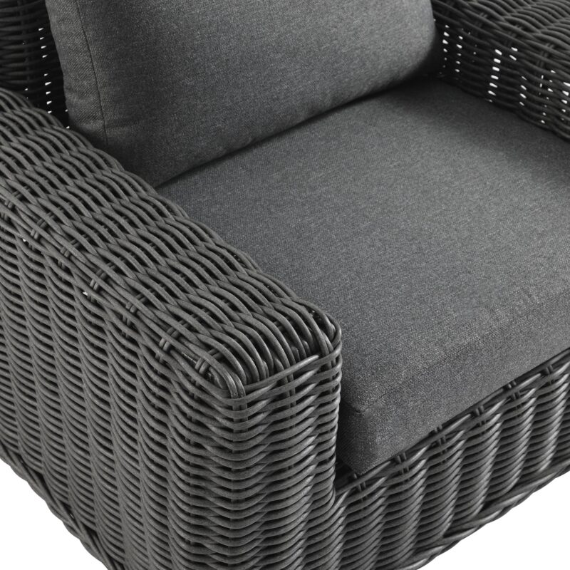 Bellagio Round Wicker Outdoor 1-Seater Sofa, Dark Grey - Image 14