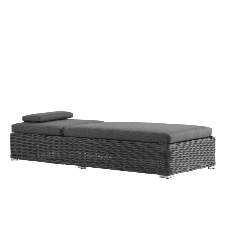 Bellagio Round Wicker Sun Lounger with Headrest, Dark Grey - Image 2