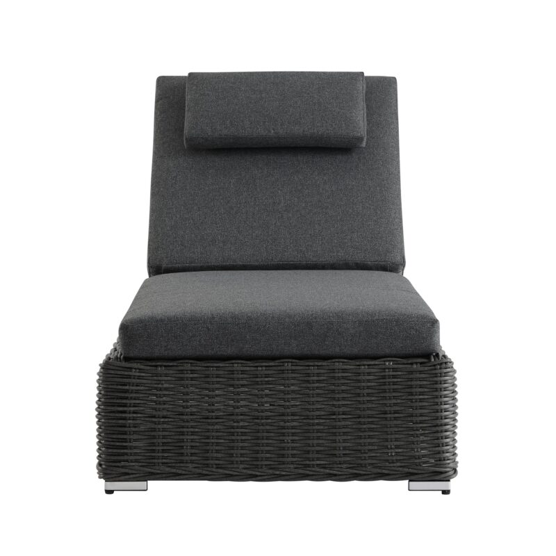 Bellagio Round Wicker Sun Lounger with Headrest, Dark Grey - Image 4