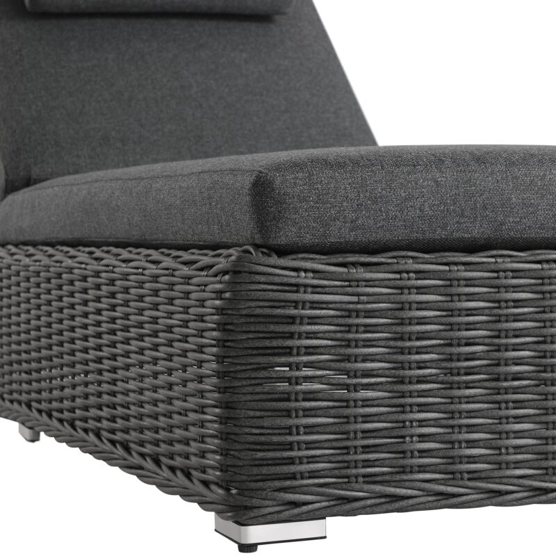 Bellagio Round Wicker Sun Lounger with Headrest, Dark Grey - Image 9