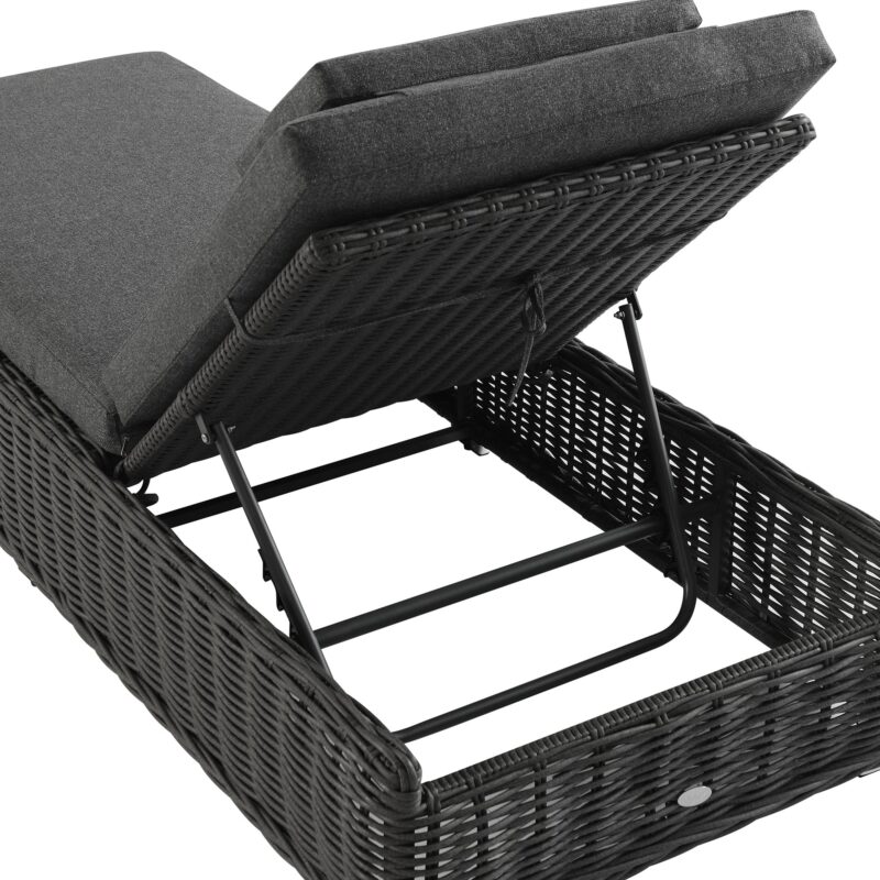 Bellagio Round Wicker Sun Lounger with Headrest, Dark Grey - Image 10