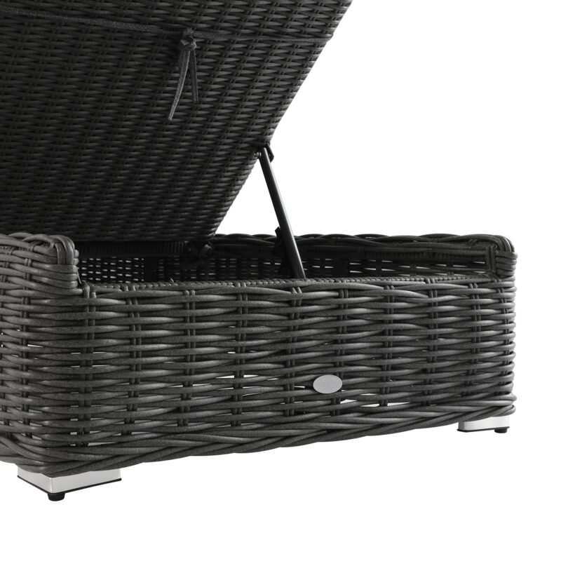 Bellagio Round Wicker Sun Lounger with Headrest, Dark Grey - Image 11