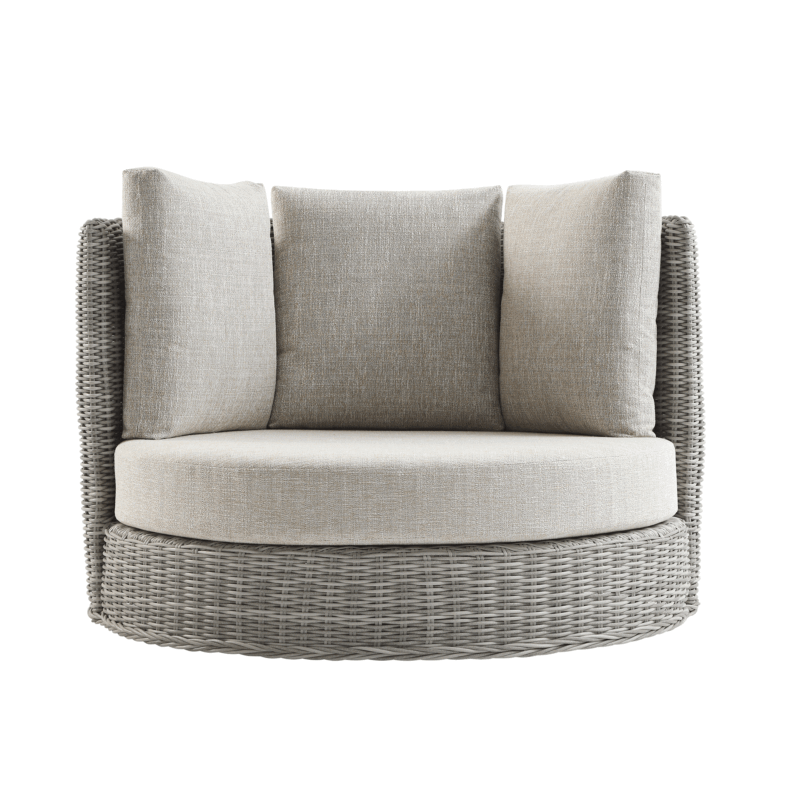 Bellagio Round Wicker Swivel Daybed, Light Grey - Image 4