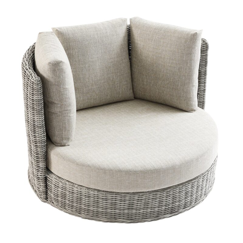Bellagio Round Wicker Swivel Daybed, Light Grey - Image 2