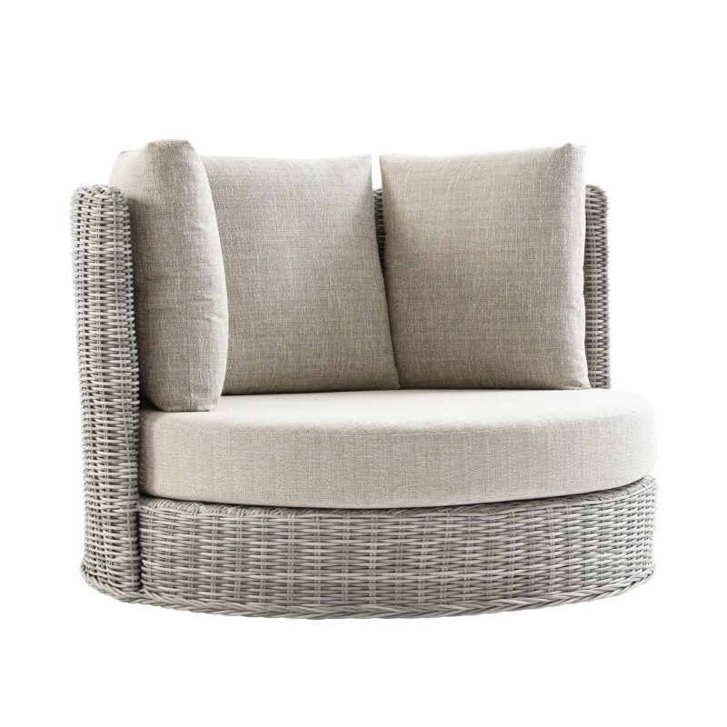 Bellagio Round Wicker Swivel Daybed, Light Grey - Image 5
