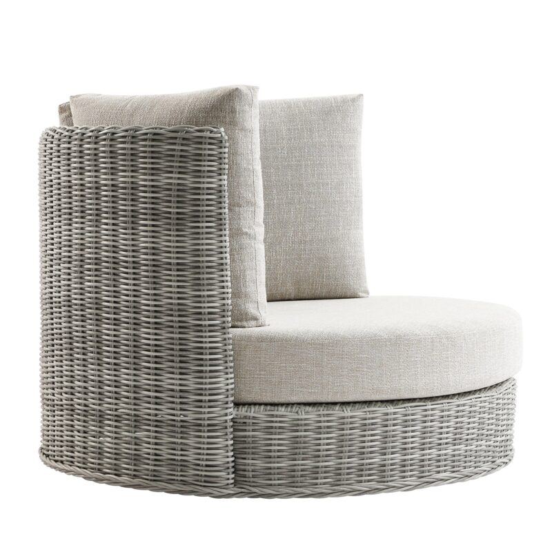 Bellagio Round Wicker Swivel Daybed, Light Grey - Image 7