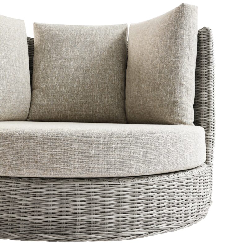 Bellagio Round Wicker Swivel Daybed, Light Grey - Image 9