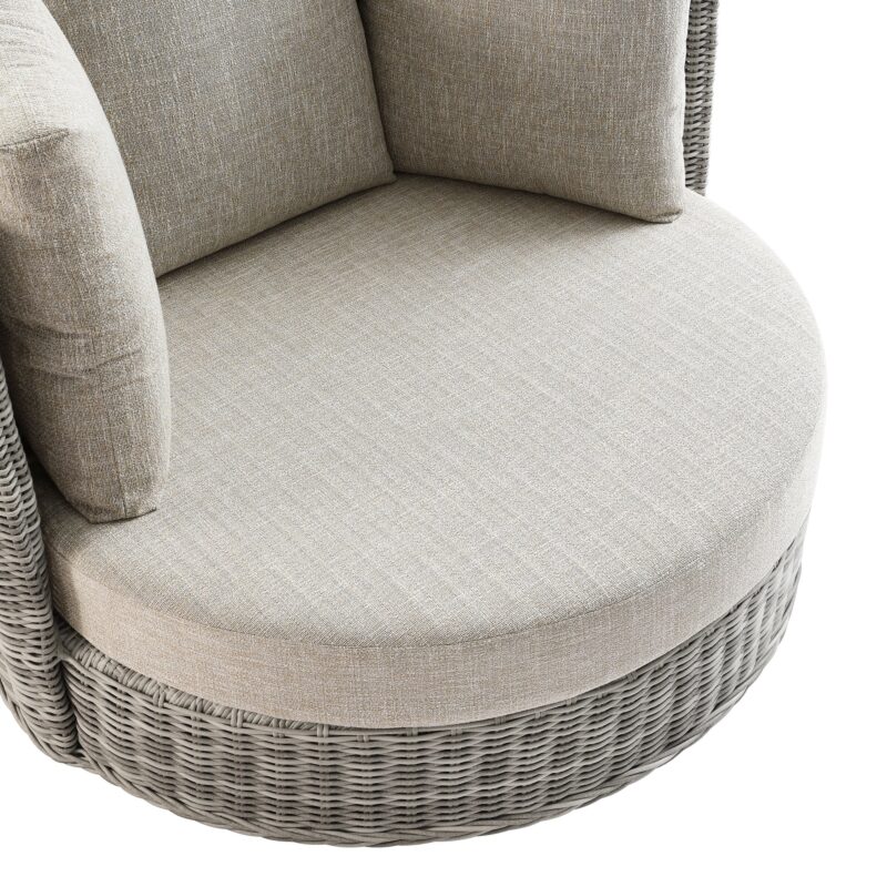 Bellagio Round Wicker Swivel Daybed, Light Grey - Image 10