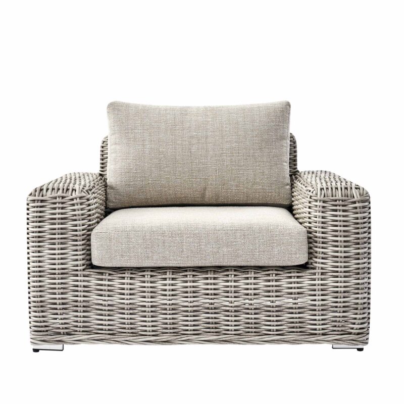 Bellagio Round Wicker Outdoor 1-Seater Sofa, Light Grey - Image 2