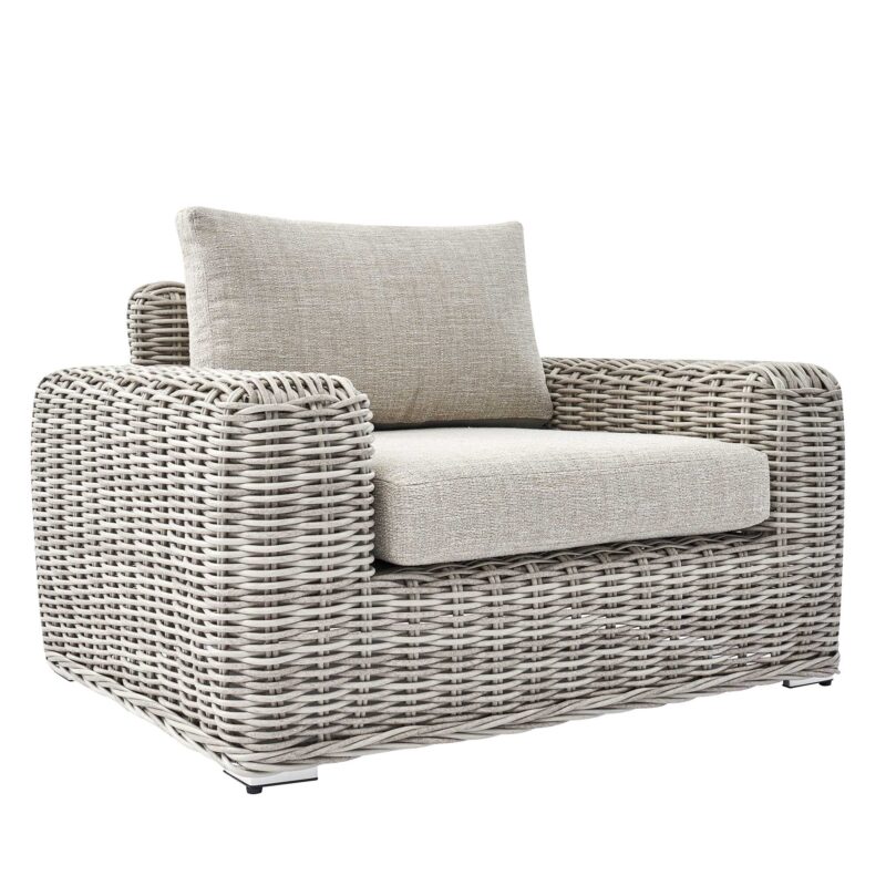 Bellagio Round Wicker Outdoor 1-Seater Sofa, Light Grey - Image 5