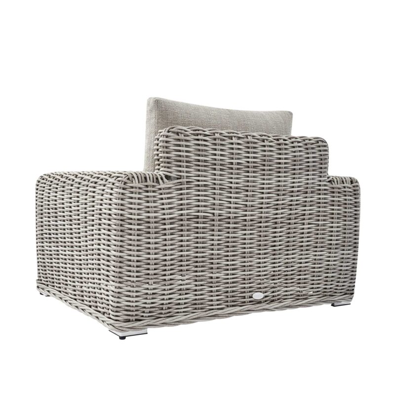 Bellagio Round Wicker Outdoor 1-Seater Sofa, Light Grey - Image 6