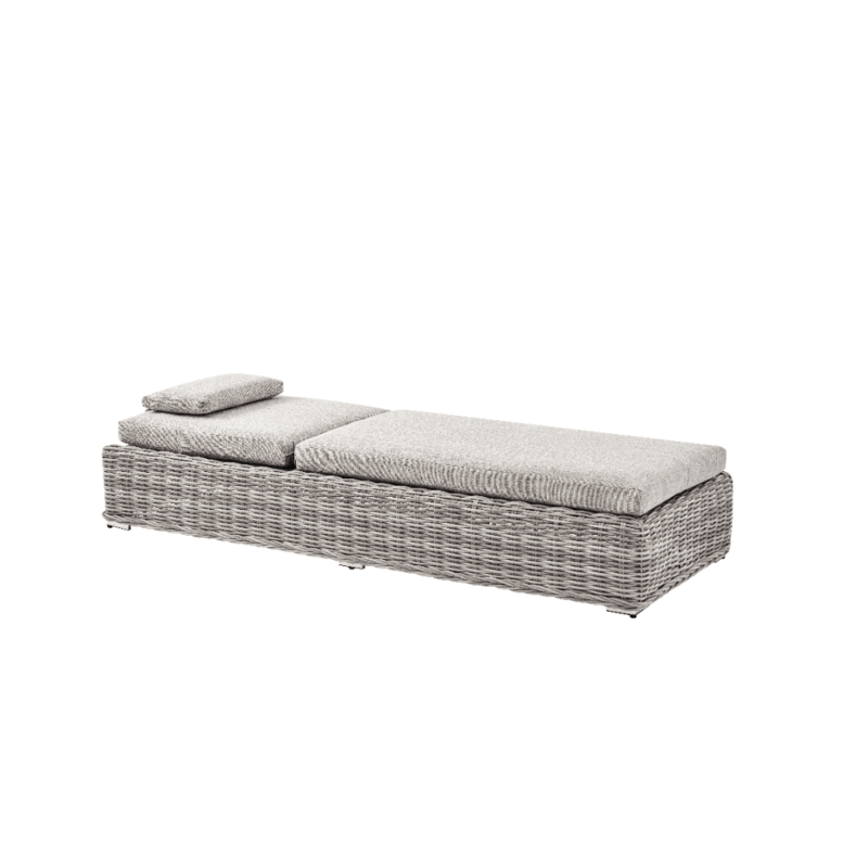 Bellagio Round Wicker Sun Lounger with Headrest, Light Grey - Image 3