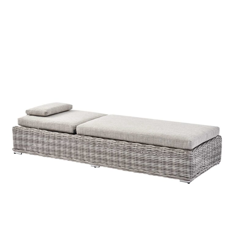 Bellagio Round Wicker Sun Lounger with Headrest, Light Grey - Image 5