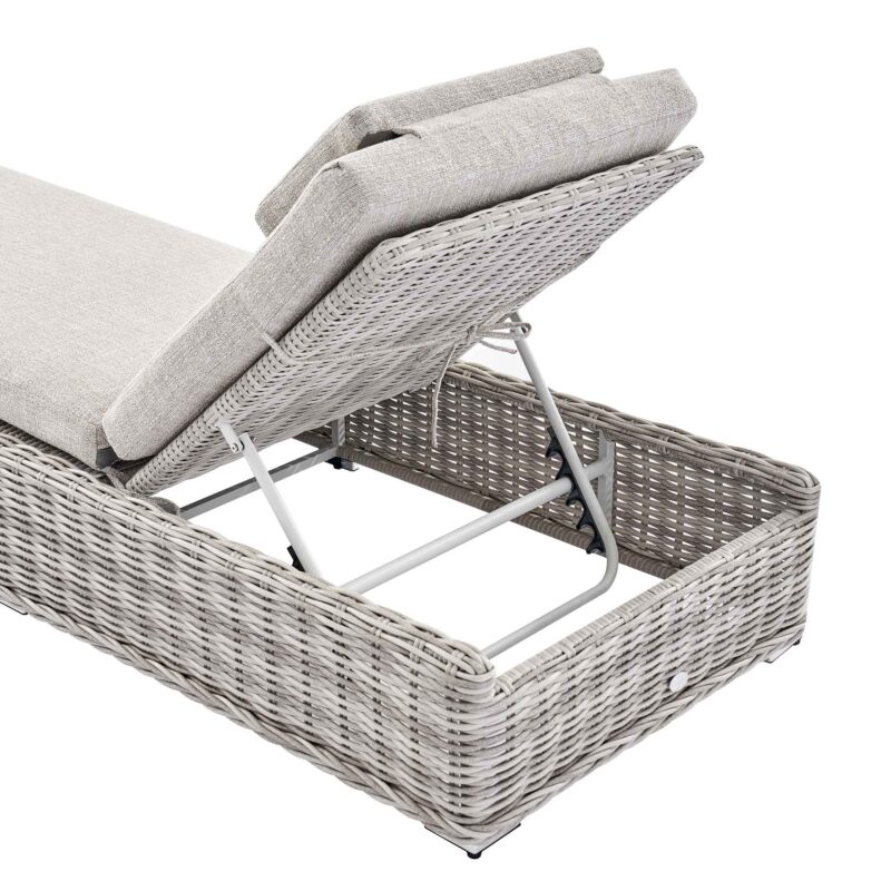 Bellagio Round Wicker Sun Lounger with Headrest, Light Grey - Image 7