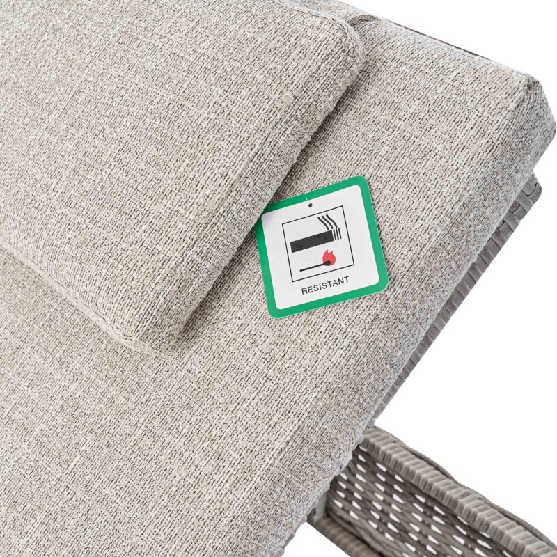 Bellagio Round Wicker Sun Lounger with Headrest, Light Grey - Image 8