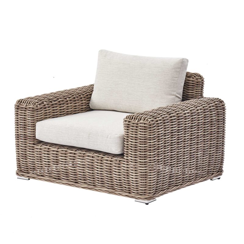 Bellagio Round Wicker Outdoor 1-Seater Sofa, Natural - Image 6