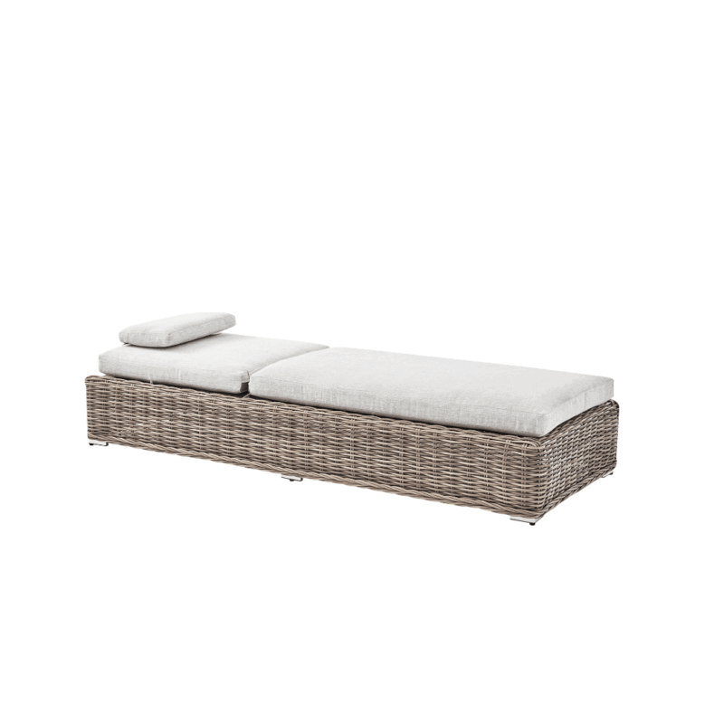 Bellagio Round Wicker Sun Lounger with Headrest, Natural - Image 6