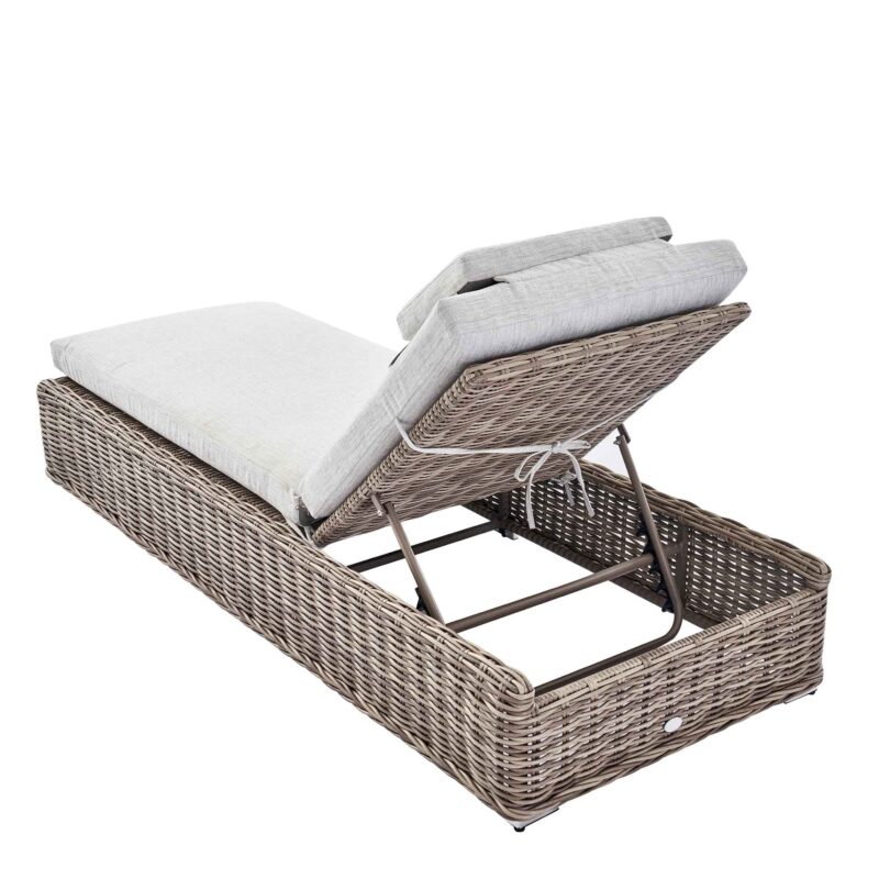 Bellagio Round Wicker Sun Lounger with Headrest, Natural - Image 10