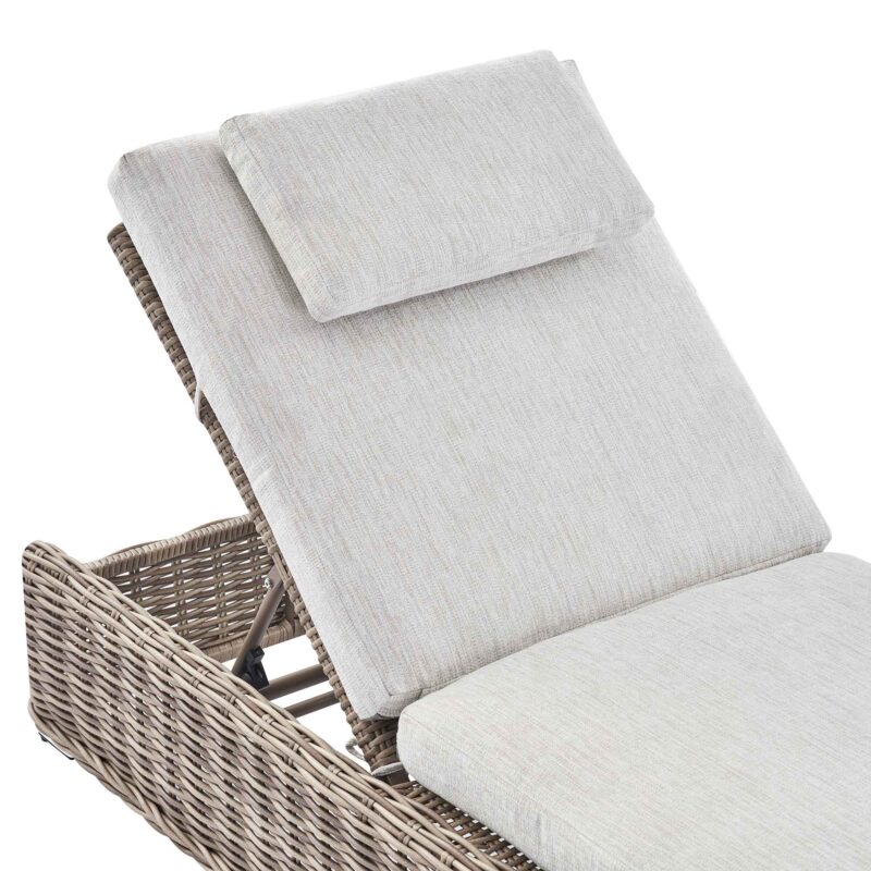 Bellagio Round Wicker Sun Lounger with Headrest, Natural - Image 11