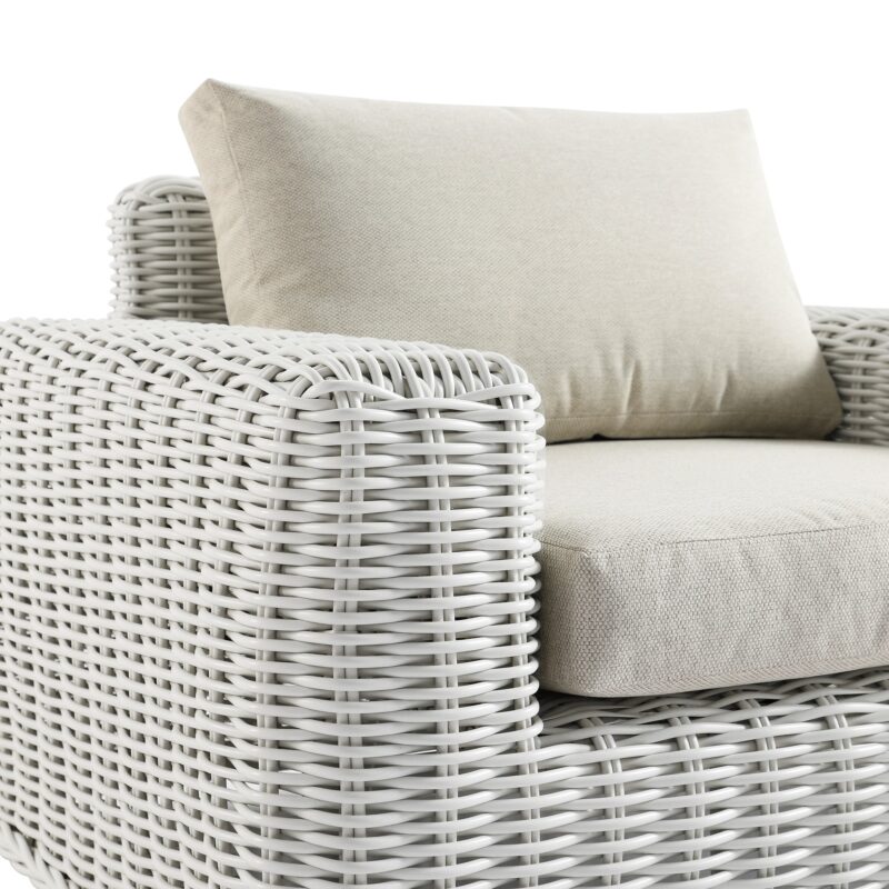 Bellagio Round Wicker Outdoor 1-Seater Sofa, White - Image 7