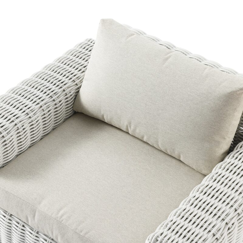 Bellagio Round Wicker Outdoor 1-Seater Sofa, White - Image 8