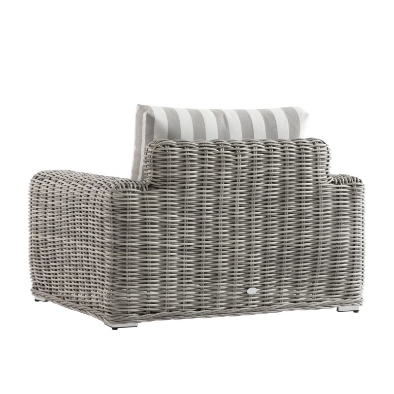 Bellagio Round Wicker Outdoor 1-Seater Sofa, Light Grey with Taupe Stripes - Image 11