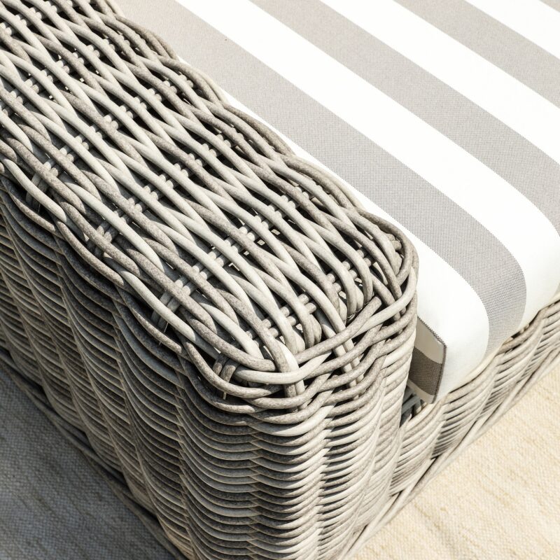 Bellagio Round Wicker Outdoor 1-Seater Sofa, Light Grey with Taupe Stripes - Image 5