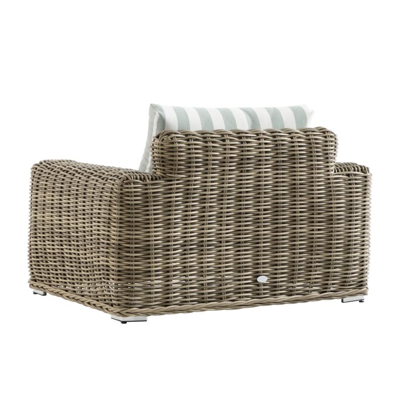 Bellagio Round Wicker Outdoor 1-Seater Sofa, Natural with Sage Stripes - Image 9
