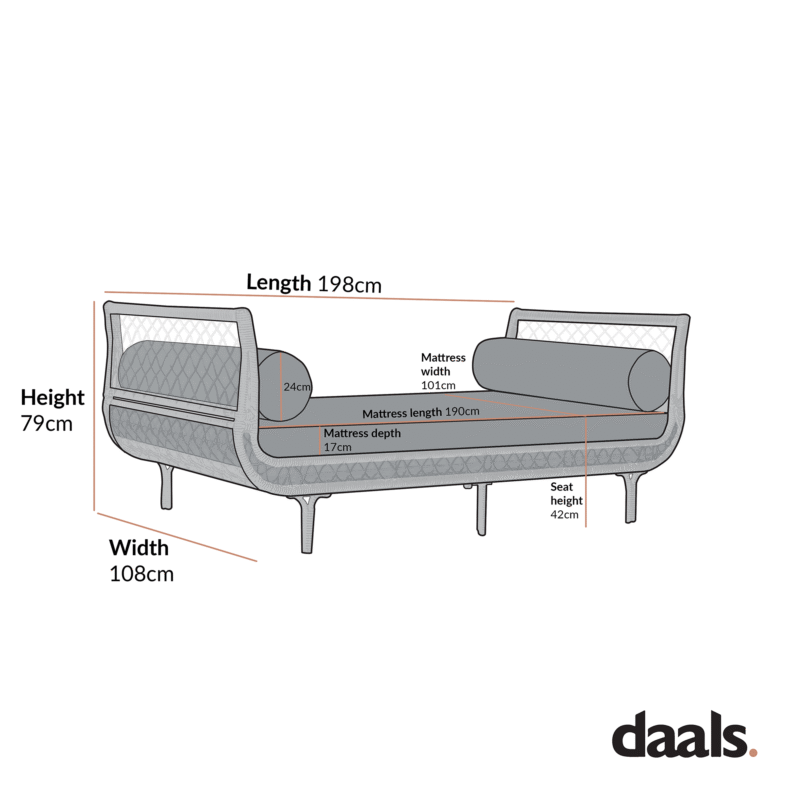 Willowbrook Lattice Weave Rattan Daybed, White - Image 12