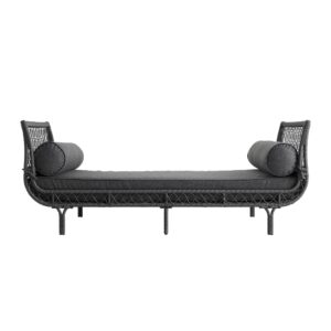 Willowbrook Lattice Weave Rattan Daybed, Dark Grey