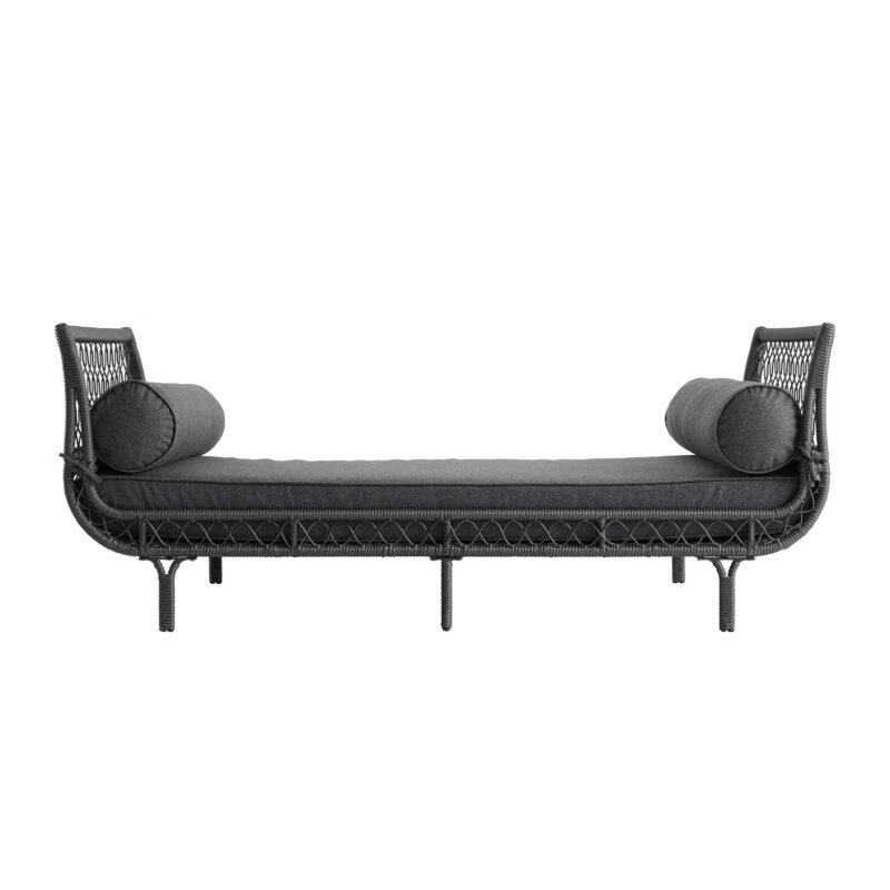Willowbrook Lattice Weave Rattan Daybed, Dark Grey