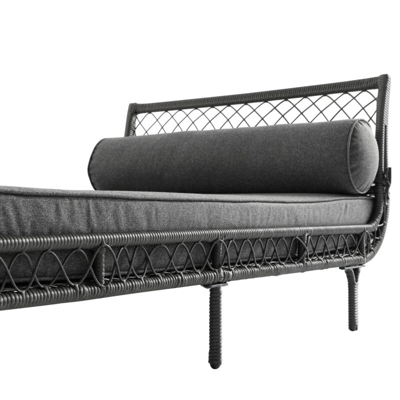 Willowbrook Lattice Weave Rattan Daybed, Dark Grey - Image 7