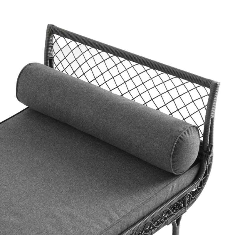 Willowbrook Lattice Weave Rattan Daybed, Dark Grey - Image 8