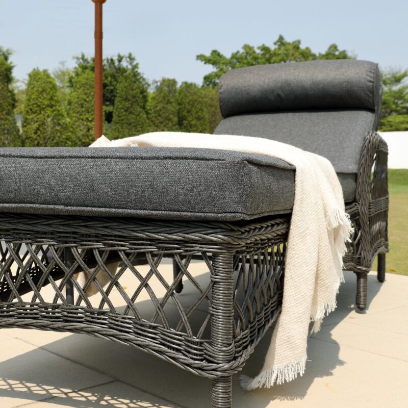 Willowbrook Lattice Weave Rattan Sun Lounger, Dark Grey - Image 6