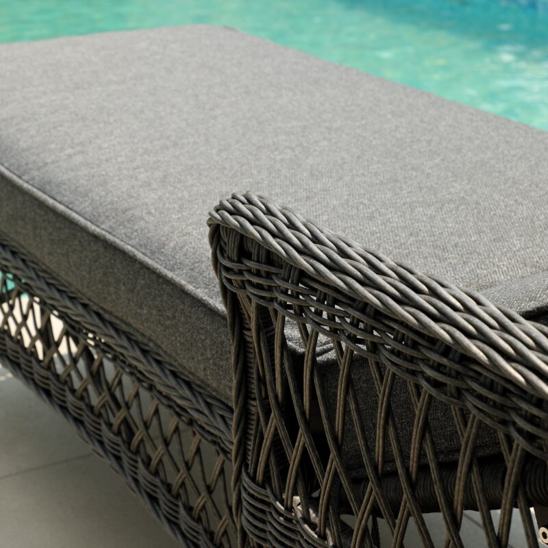 Willowbrook Lattice Weave Rattan Sun Lounger, Dark Grey - Image 8