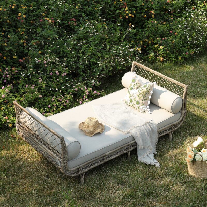Willowbrook Lattice Weave Rattan Daybed, Natural - Image 2