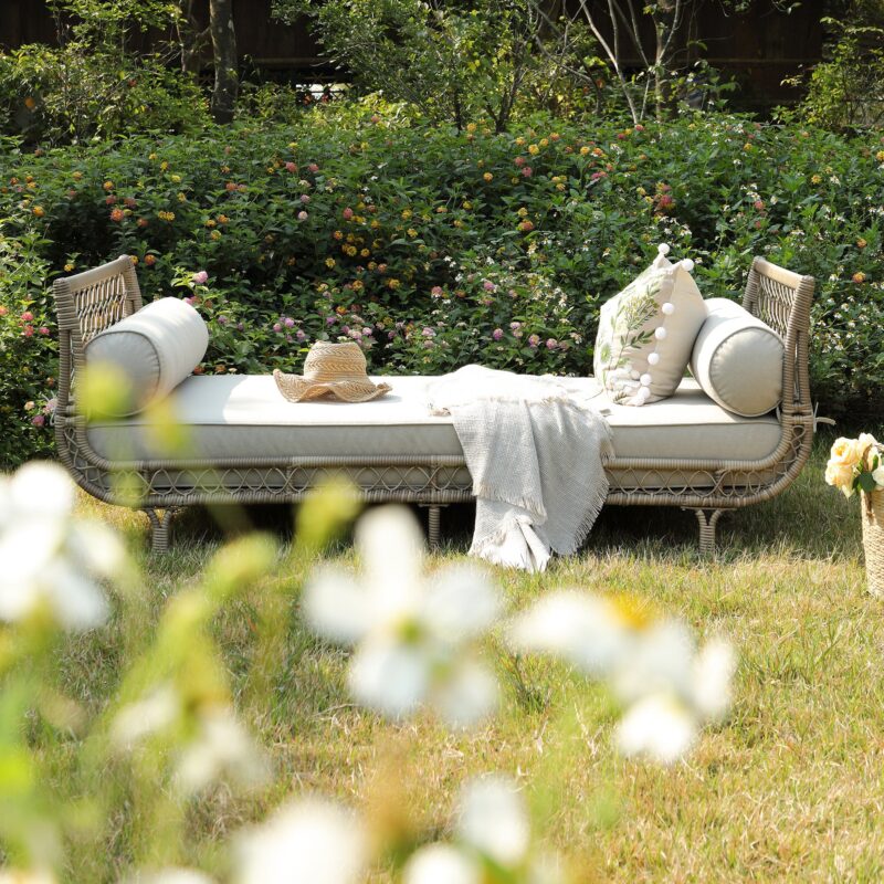 Willowbrook Lattice Weave Rattan Daybed, Natural - Image 3