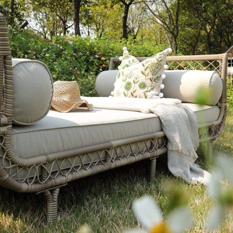 Willowbrook Lattice Weave Rattan Daybed, Natural - Image 4