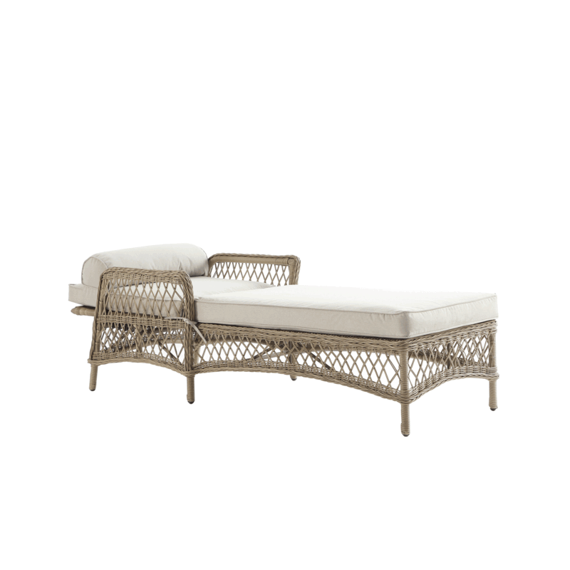 Willowbrook Lattice Weave Rattan Sun Lounger, Natural - Image 4