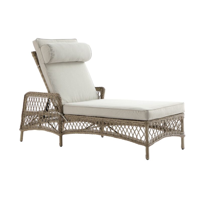 Willowbrook Lattice Weave Rattan Sun Lounger, Natural - Image 2
