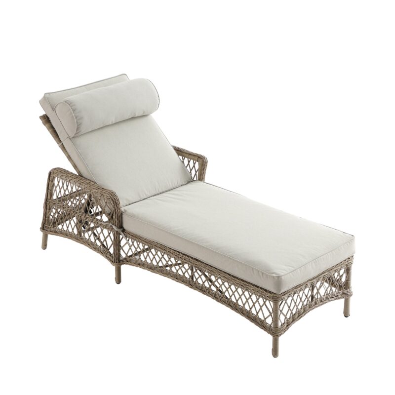 Willowbrook Lattice Weave Rattan Sun Lounger, Natural - Image 5