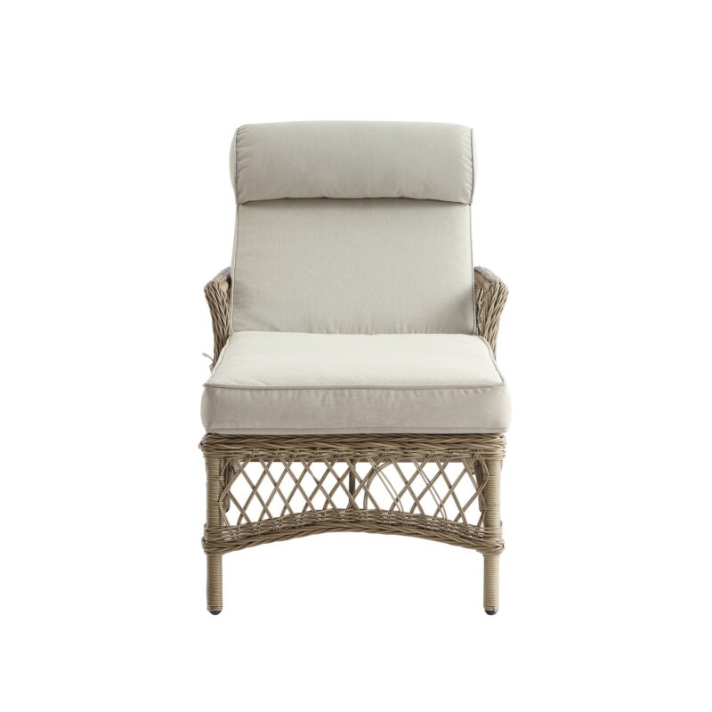 Willowbrook Lattice Weave Rattan Sun Lounger, Natural - Image 6