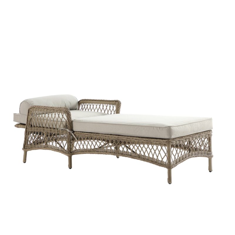 Willowbrook Lattice Weave Rattan Sun Lounger, Natural - Image 7