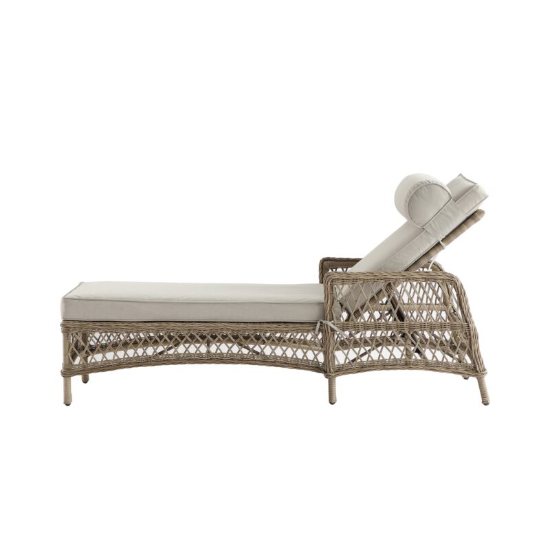 Willowbrook Lattice Weave Rattan Sun Lounger, Natural - Image 8