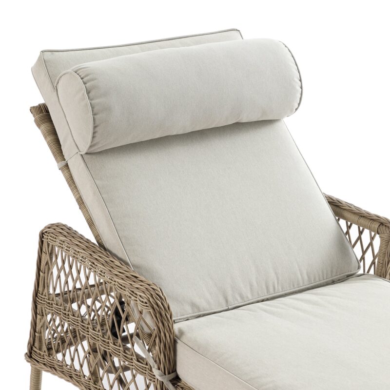 Willowbrook Lattice Weave Rattan Sun Lounger, Natural - Image 9