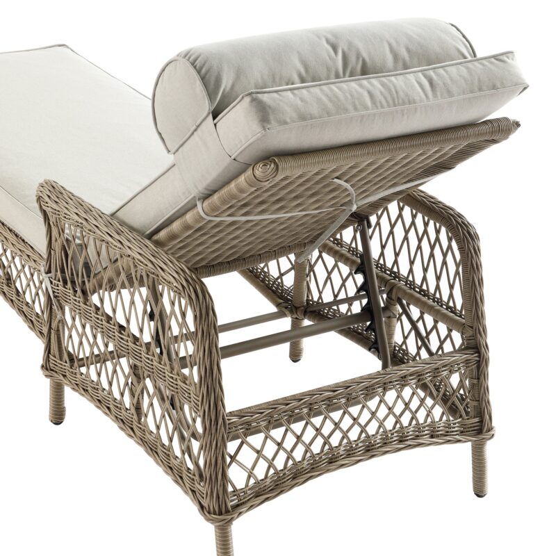 Willowbrook Lattice Weave Rattan Sun Lounger, Natural - Image 10