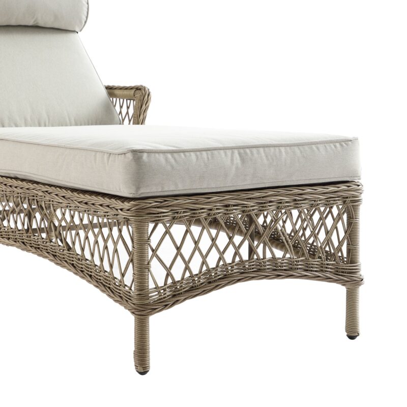 Willowbrook Lattice Weave Rattan Sun Lounger, Natural - Image 11