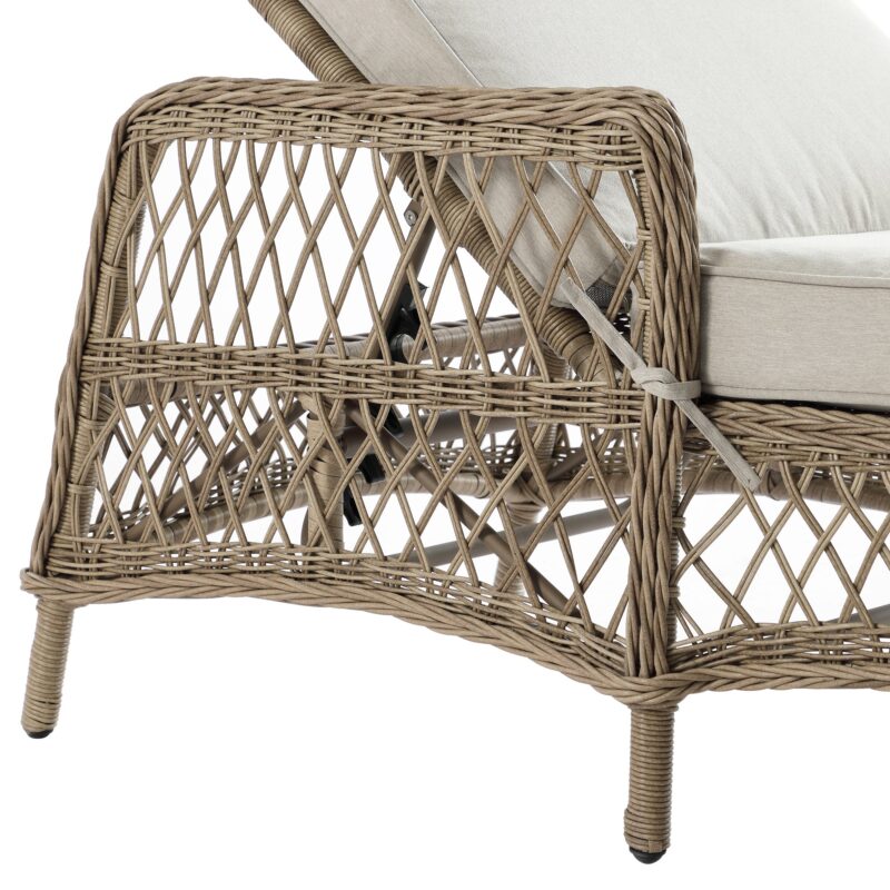 Willowbrook Lattice Weave Rattan Sun Lounger, Natural - Image 12