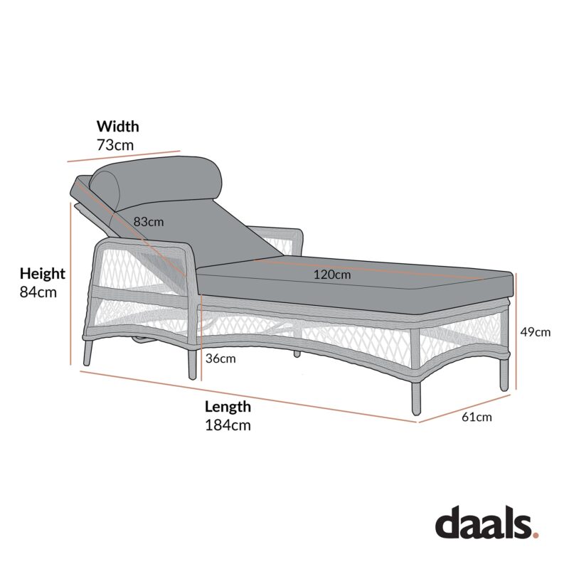 Willowbrook Lattice Weave Rattan Sun Lounger, White - Image 8